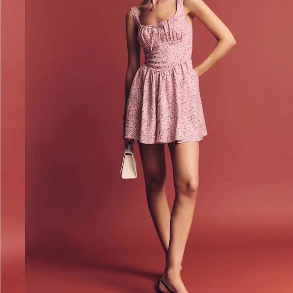 Reformation Daria Linen Mini Dress in Rosin NWOT - Picture 2 of 8